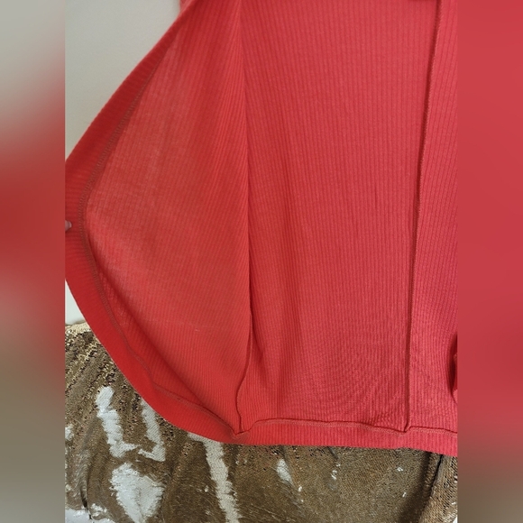 Y2K Self Esteem Coral Quarter Sleeve Shawl Wrap Blouse Size Medium - Picture 5 of 10